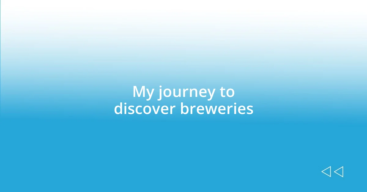 My journey to discover breweries