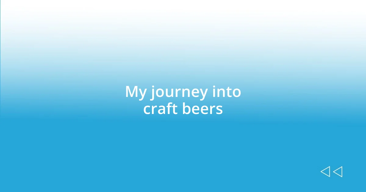 My journey into craft beers